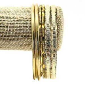 Bangle Bracelets Lot of 6 Gold Tone Smooth and Textured Classic Everyday Career